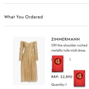 ZIMMERMANN
Off-the-shoulder ruched metallic tulle midi dress